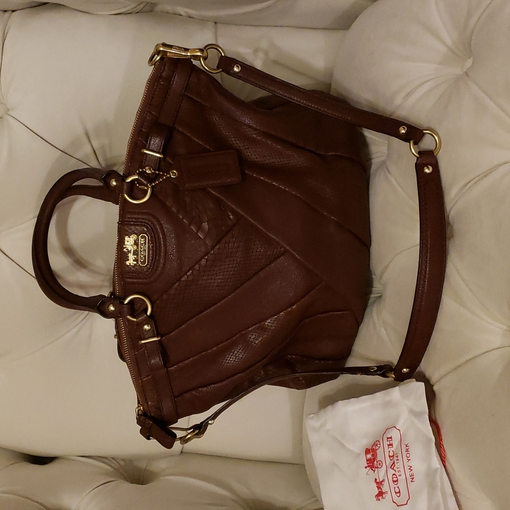 Coach Madison diagonal exotic Lindsey satchel, like new